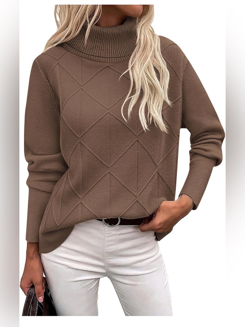 🆕Turtleneck Diamond Knit Sweater